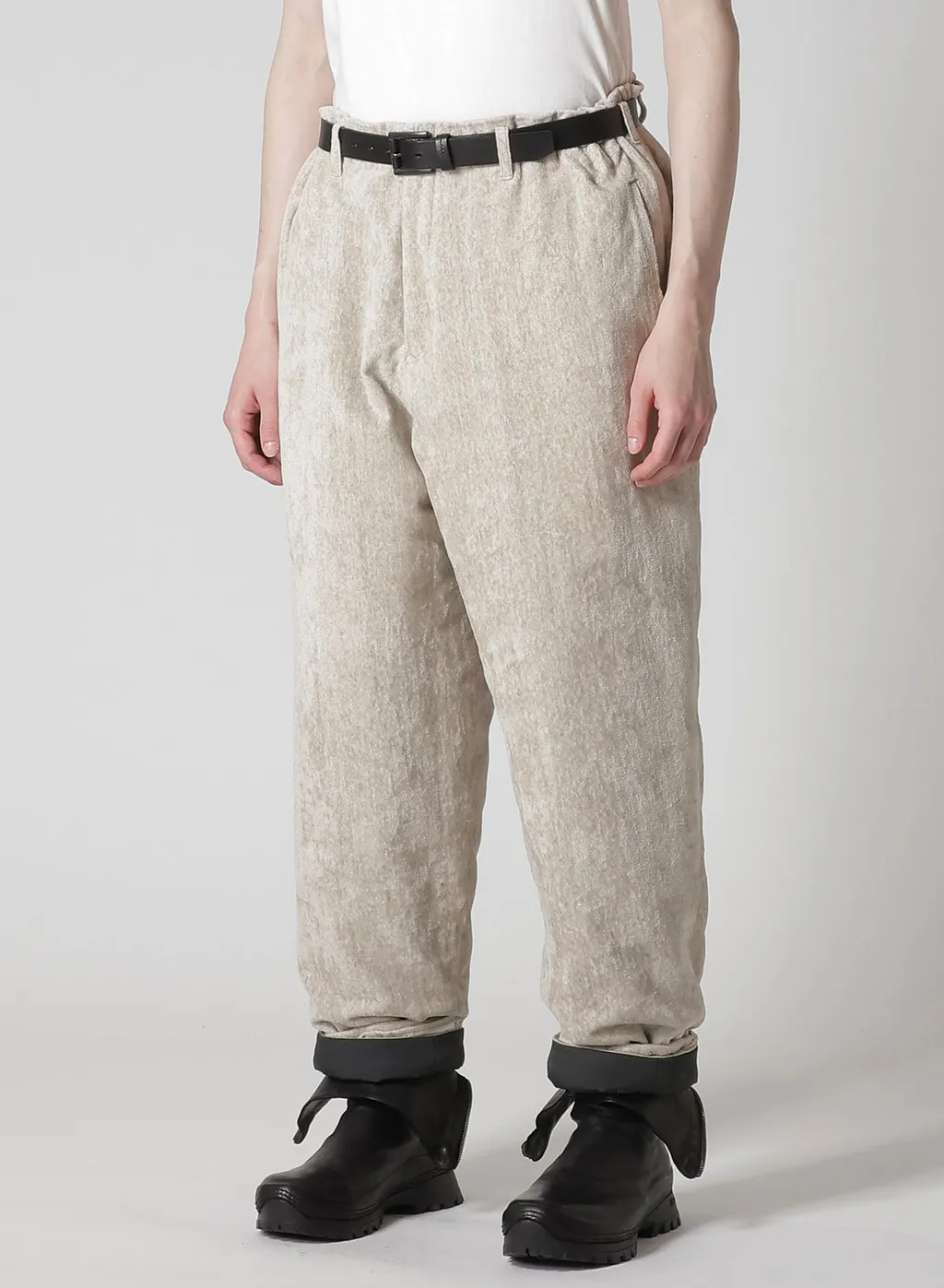 Raw Linen Velvet One Side Pocket Pants With Liner