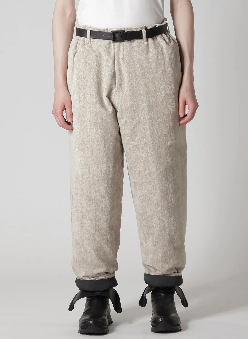 Raw Linen Velvet One Side Pocket Pants With Liner