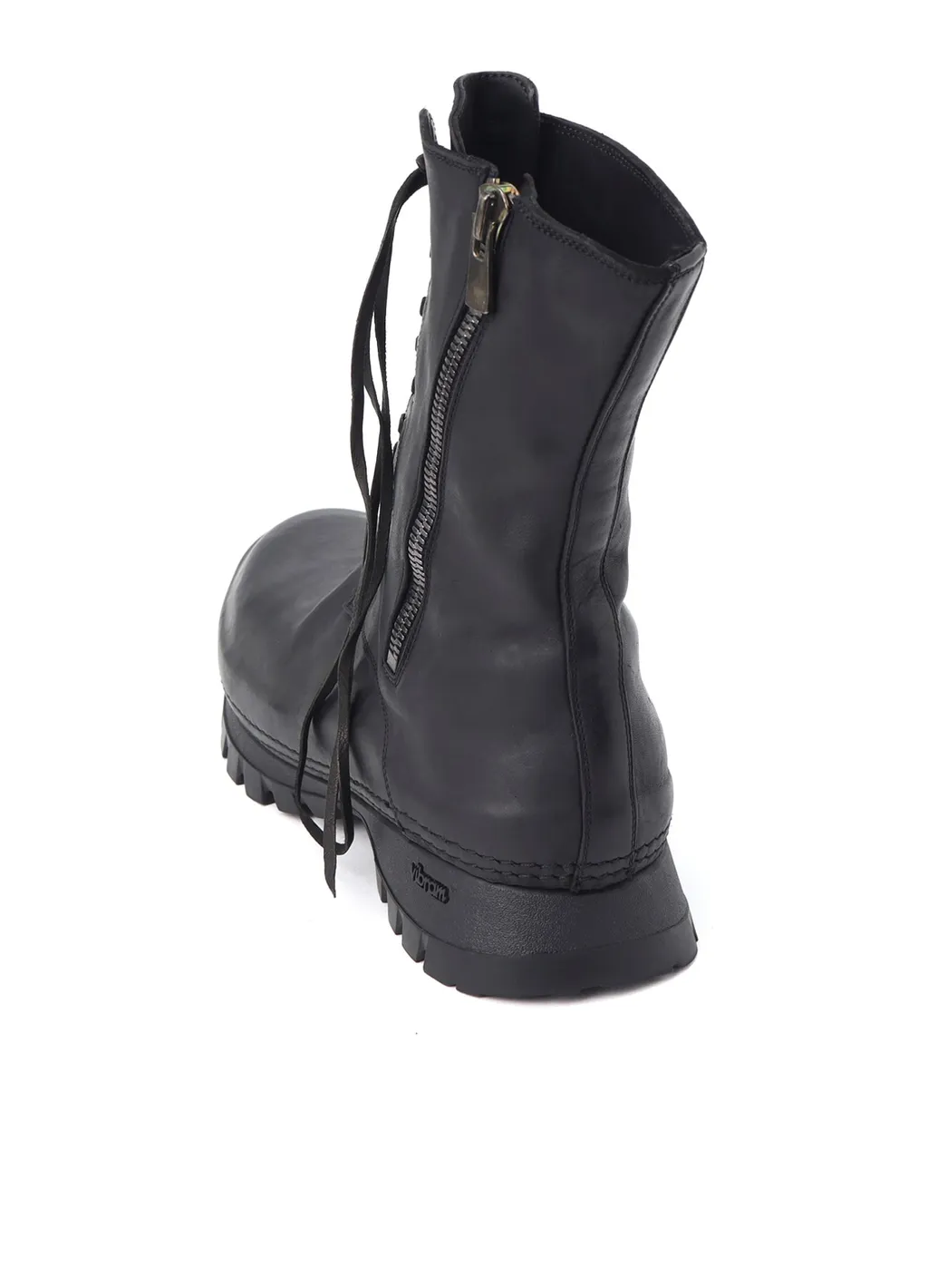 Full Grain Horse Leather Lace Up Side Zip Boots