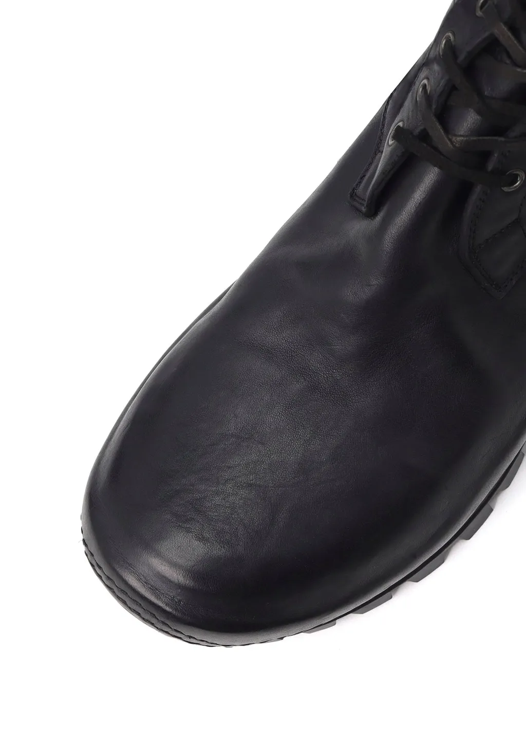Full Grain Horse Leather Lace Up Side Zip Boots
