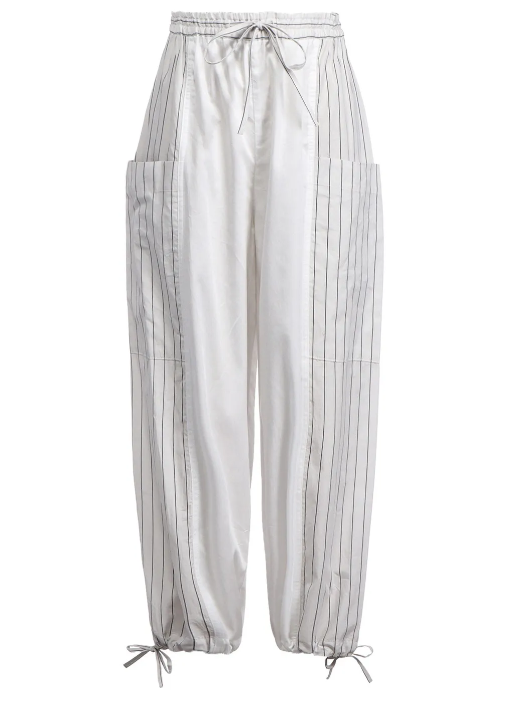Cotton Satin Stripe Switching Pants