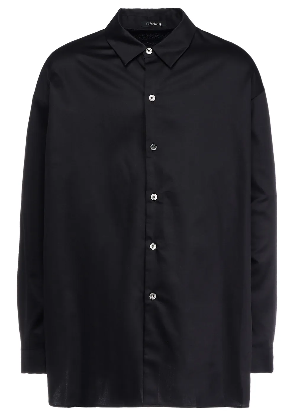 Cotton Satin Switching Collar Shirt
