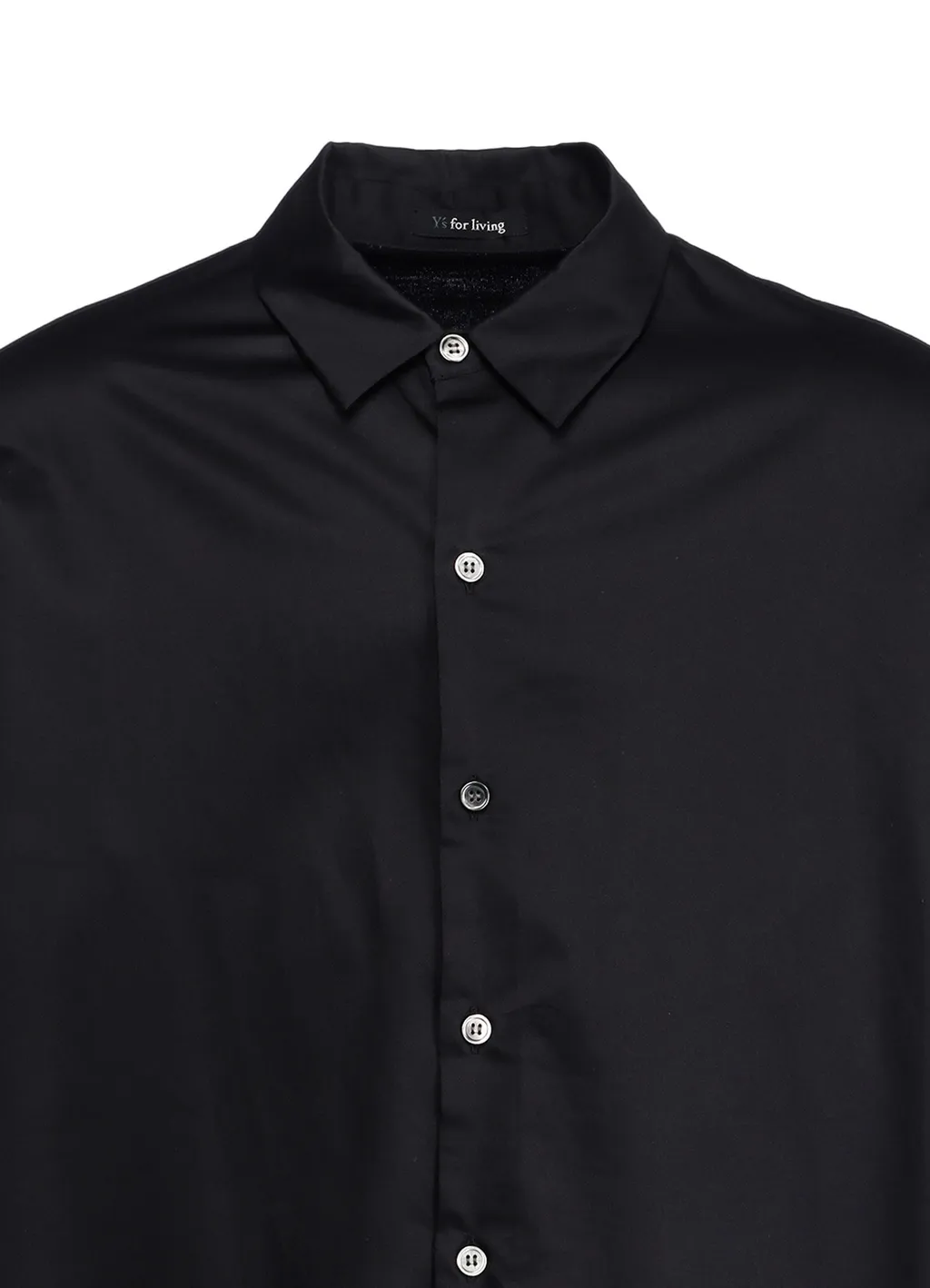 Cotton Satin Switching Collar Shirt