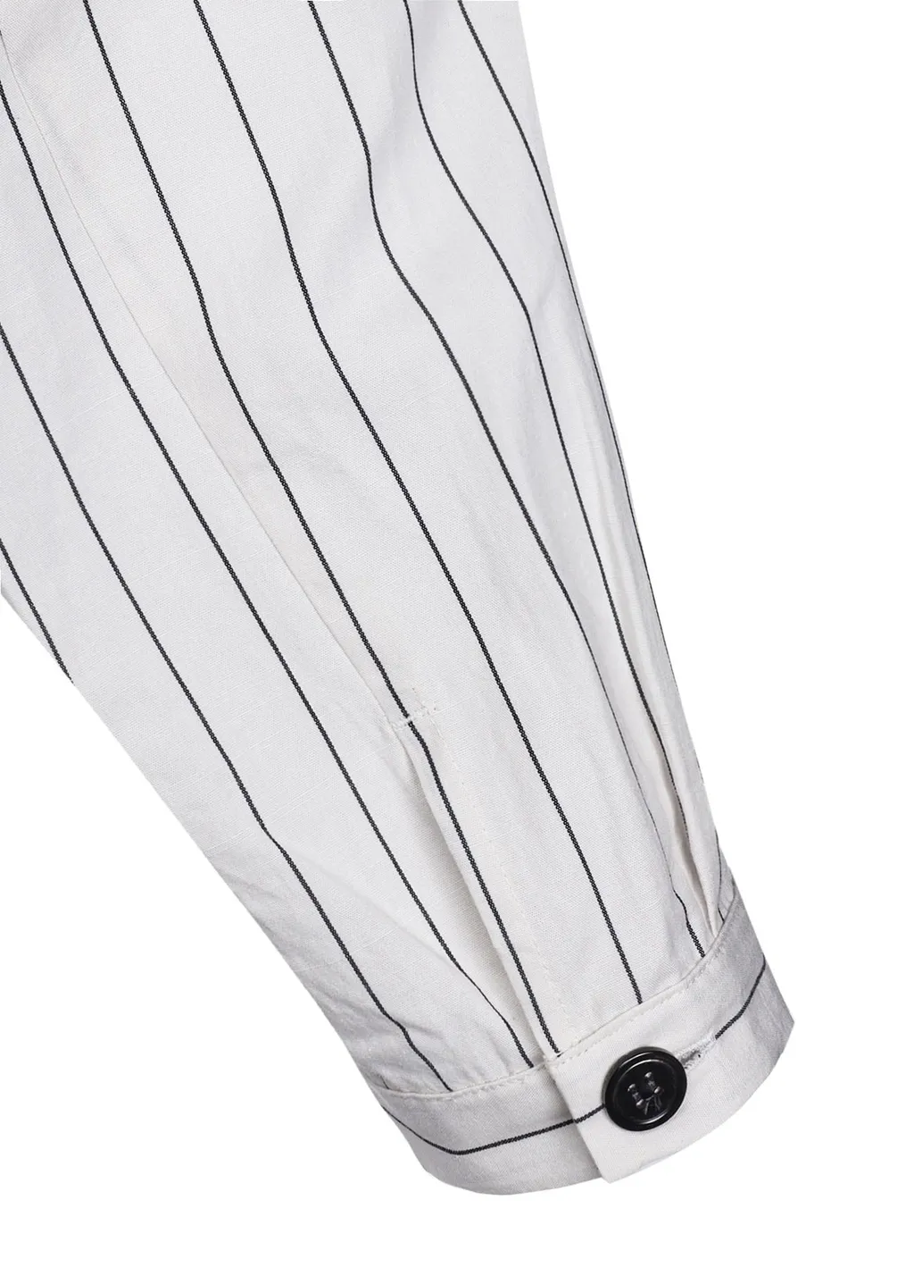 Cotton Satin Stripe Switching Long Shirt