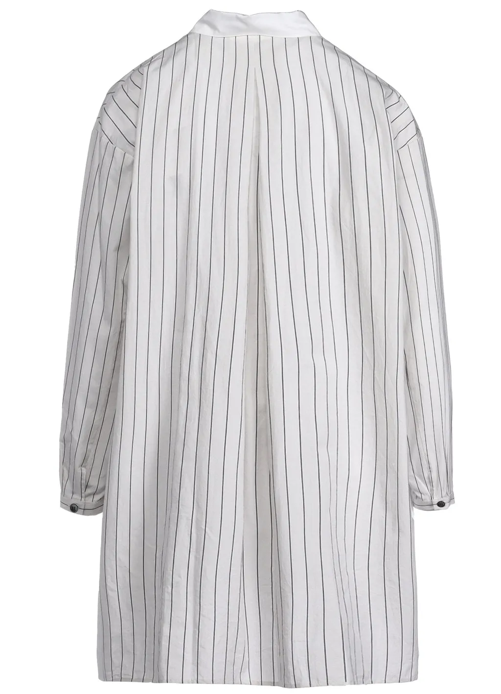 Cotton Satin Stripe Switching Long Shirt