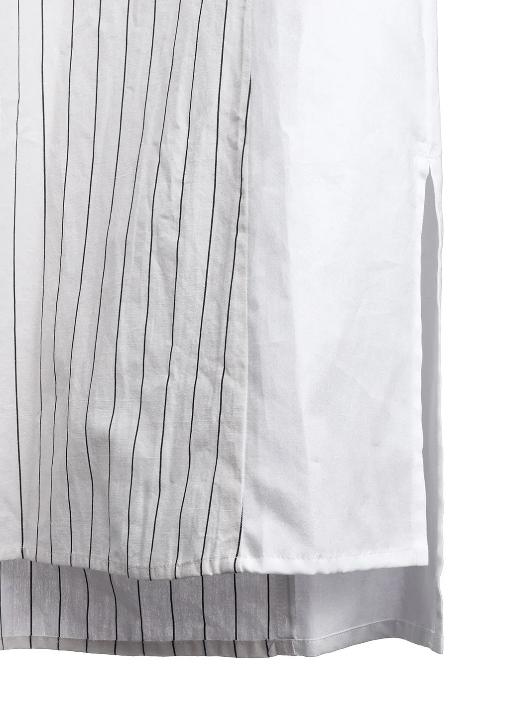 Cotton Satin Stripe Switching Long Shirt
