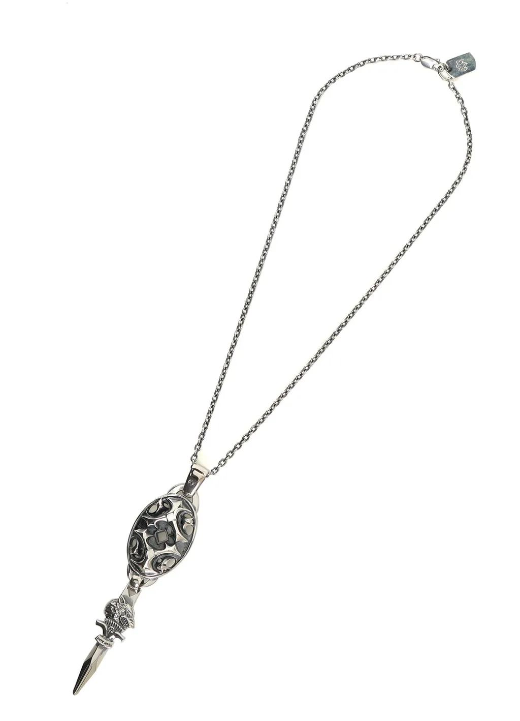 Silver950 Yy Oval Wolf Dagger Pendant