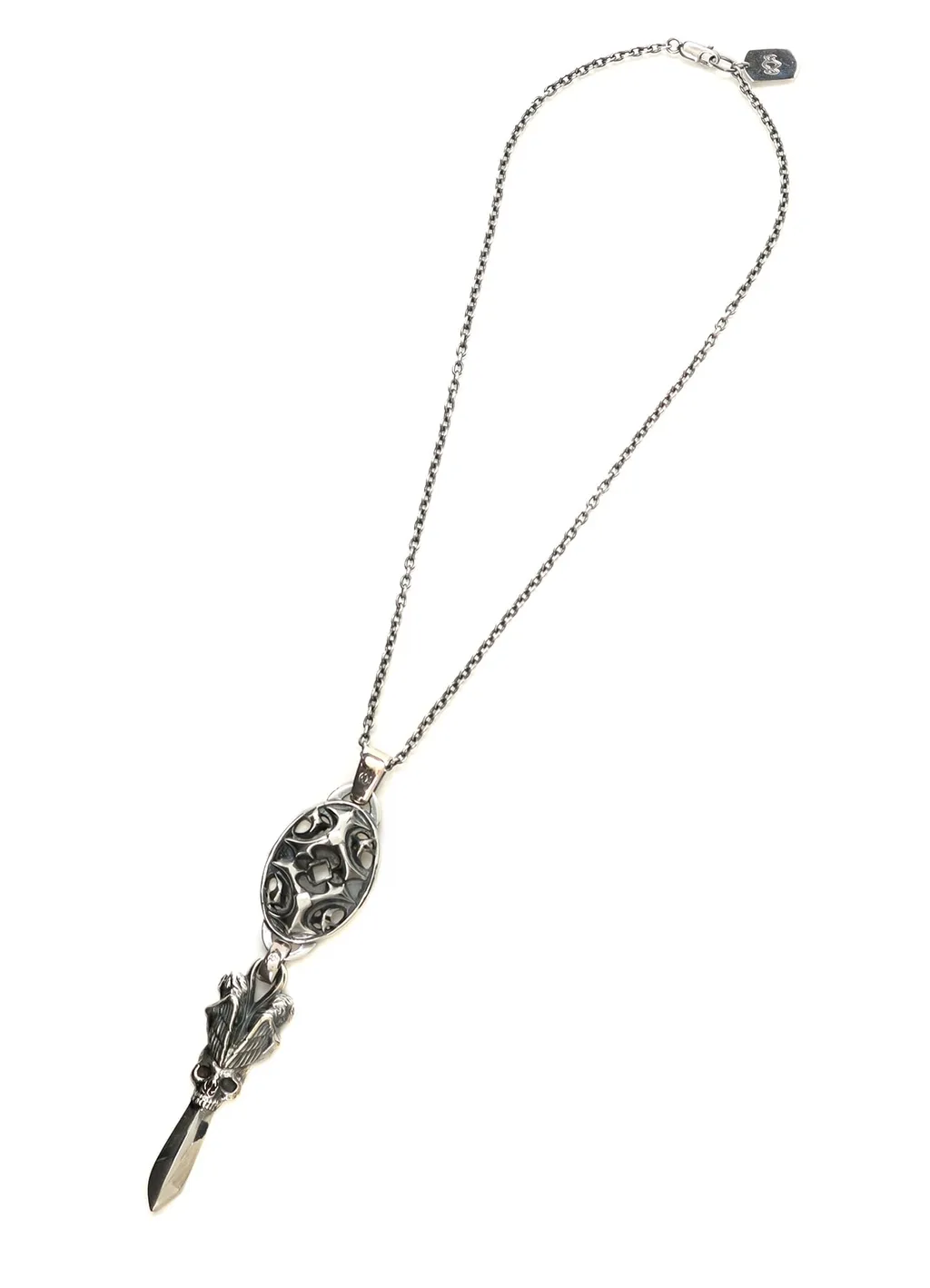 Silver950 Yy Oval Scull Dagger Pendant