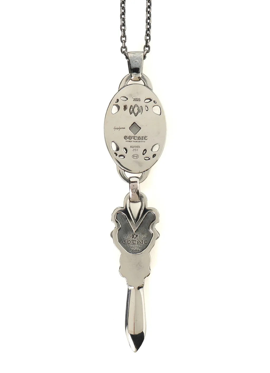 Silver950 Yy Oval Scull Dagger Pendant