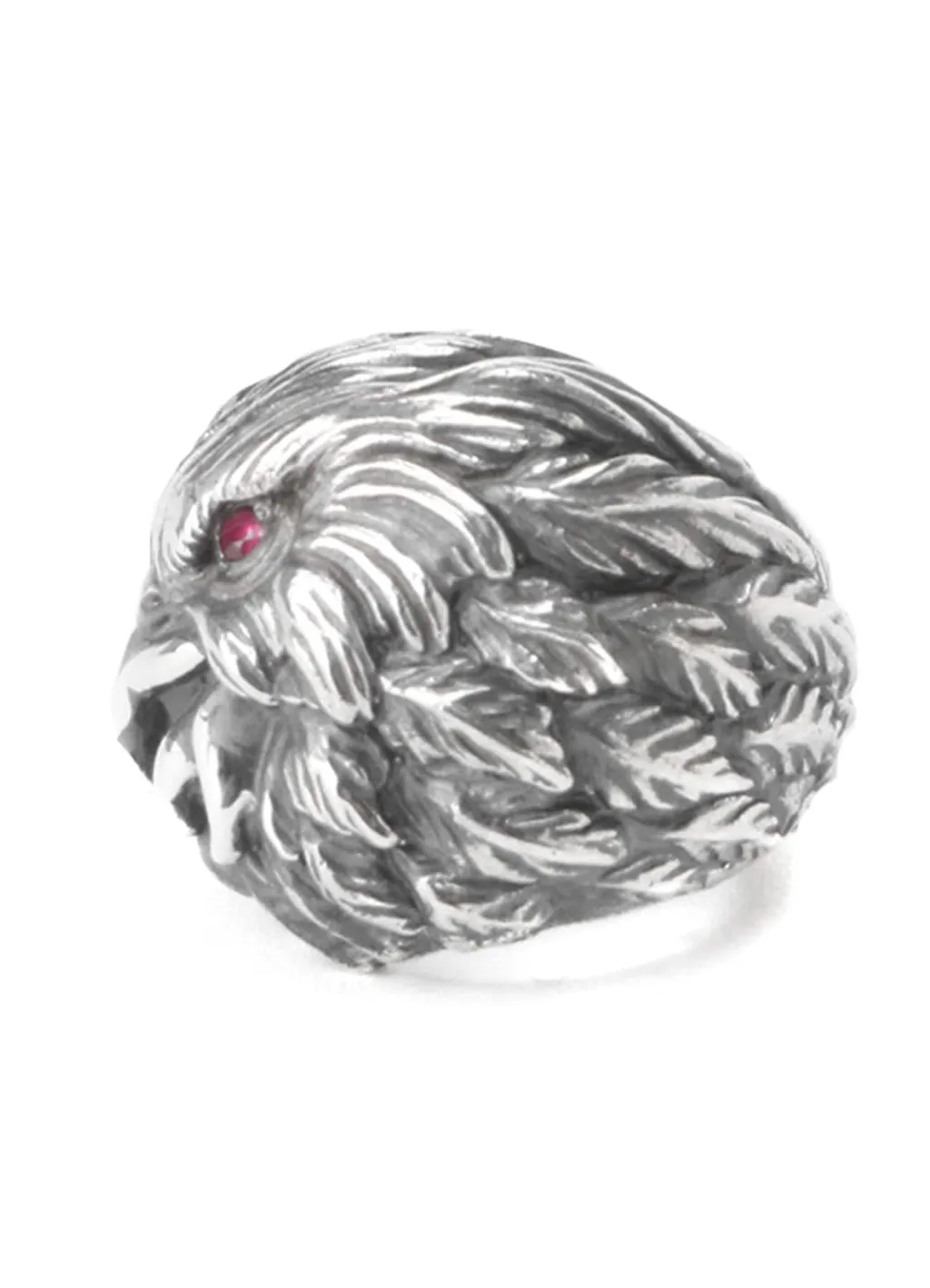 Silver 950 Eagle Red Eye Ring