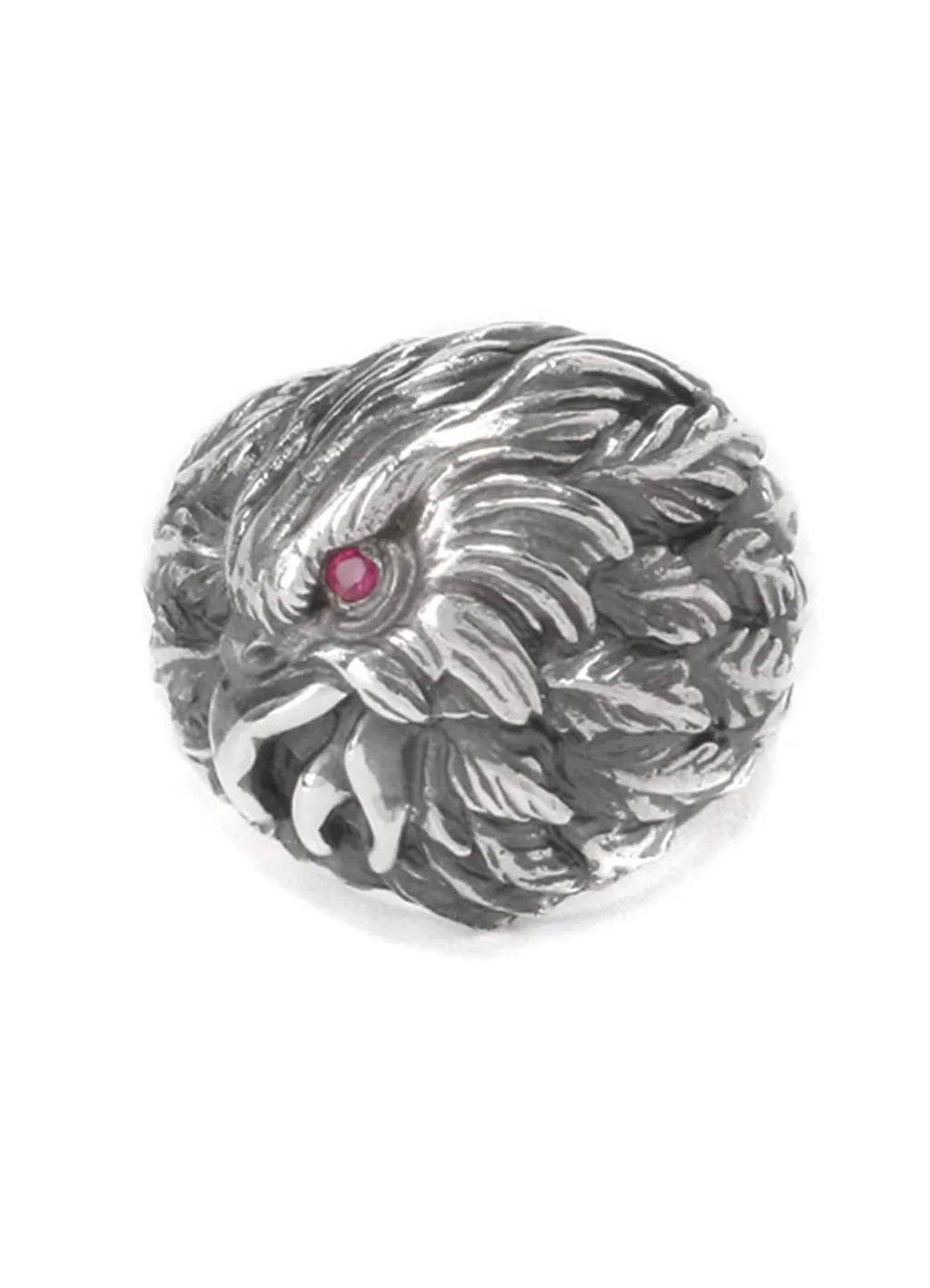Silver 950 Eagle Red Eye Ring