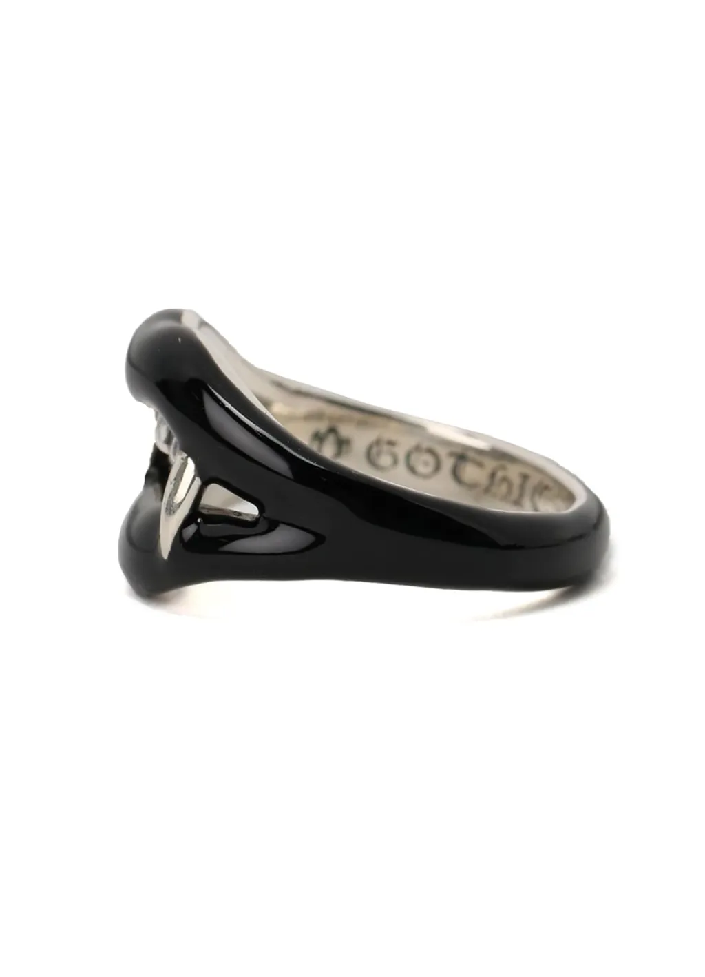 Silver 950 Vampire Pinkie Ring Black