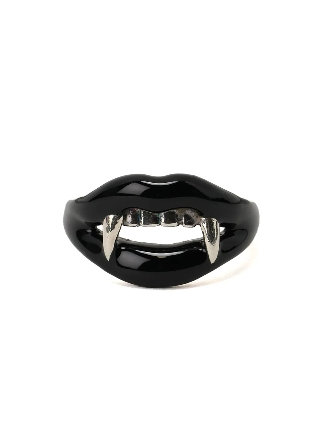 Silver 950 Vampire Pinkie Ring Black