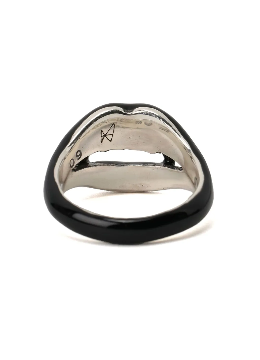 Silver 950 Vampire Pinkie Ring Black