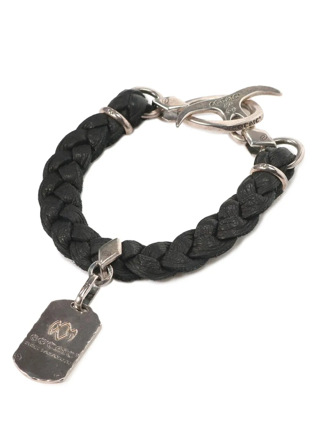 Silver 950 Dogtag Leather Bracelet