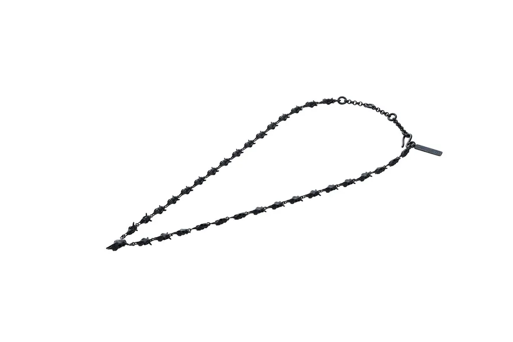 Silver Bk Skull Necklace W/Pendant