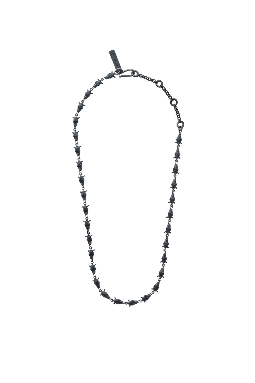 Silver Bk Cow Skull Necklace