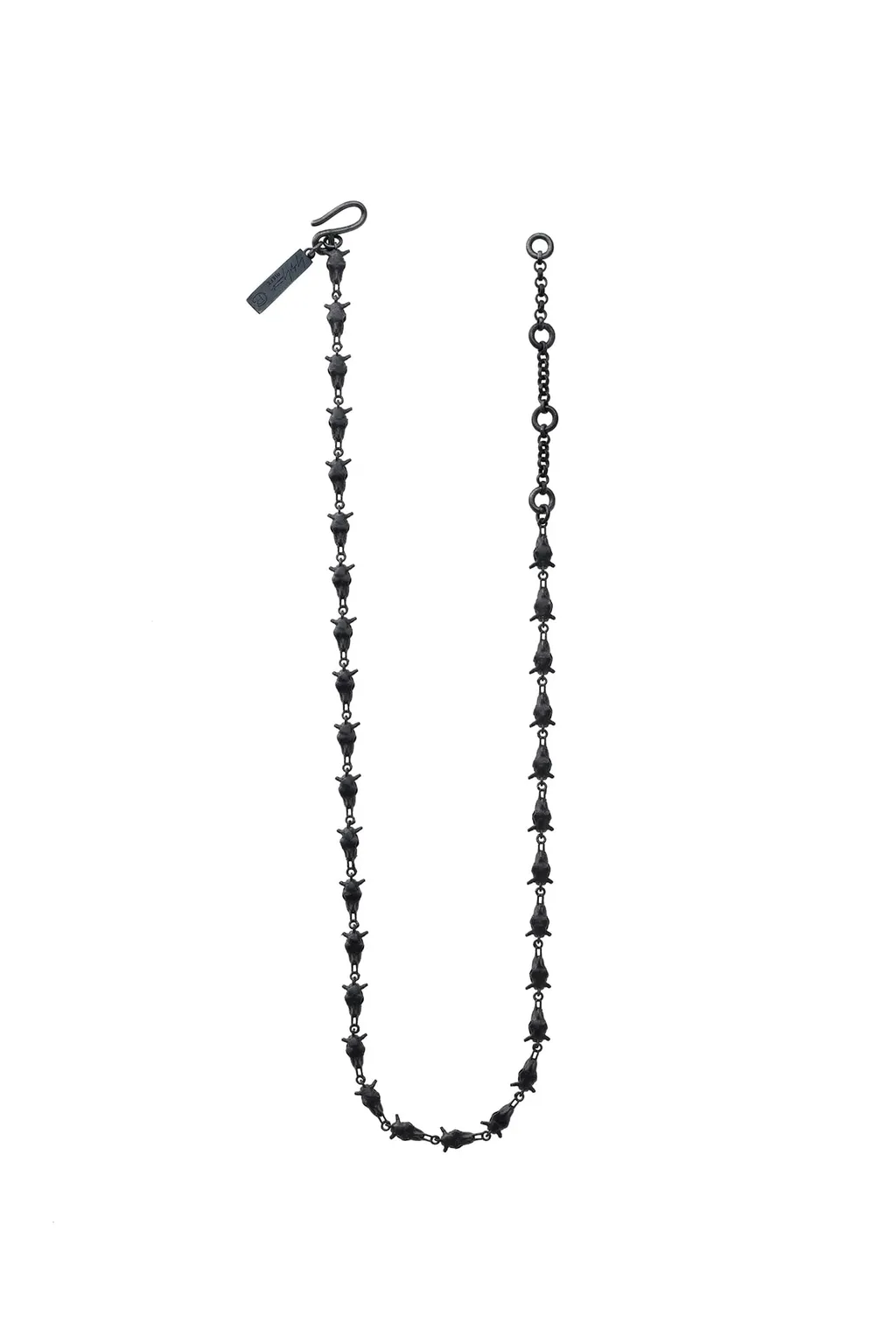 Silver Bk Cow Skull Necklace