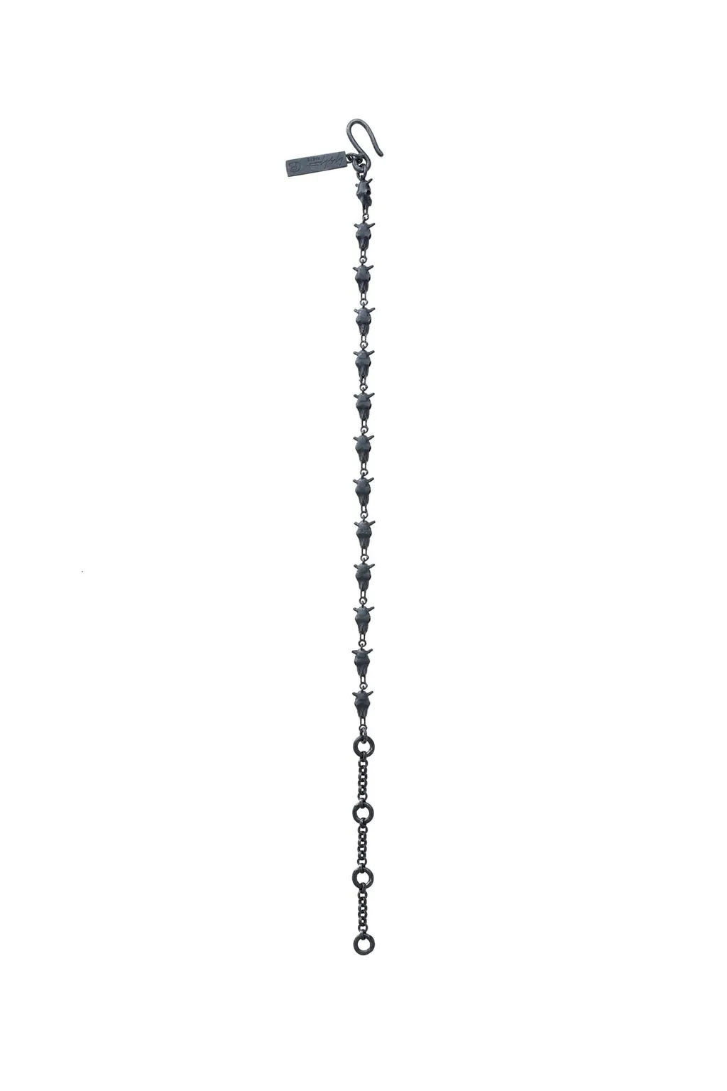Silver Bk Cow Skull Bracelet