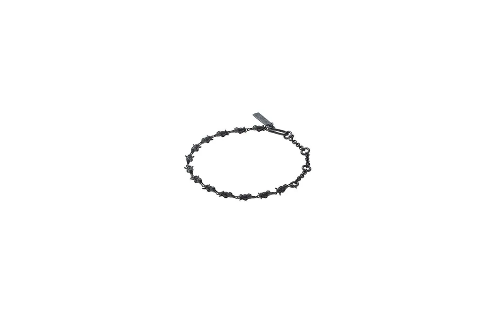 Silver Bk Cow Skull Bracelet