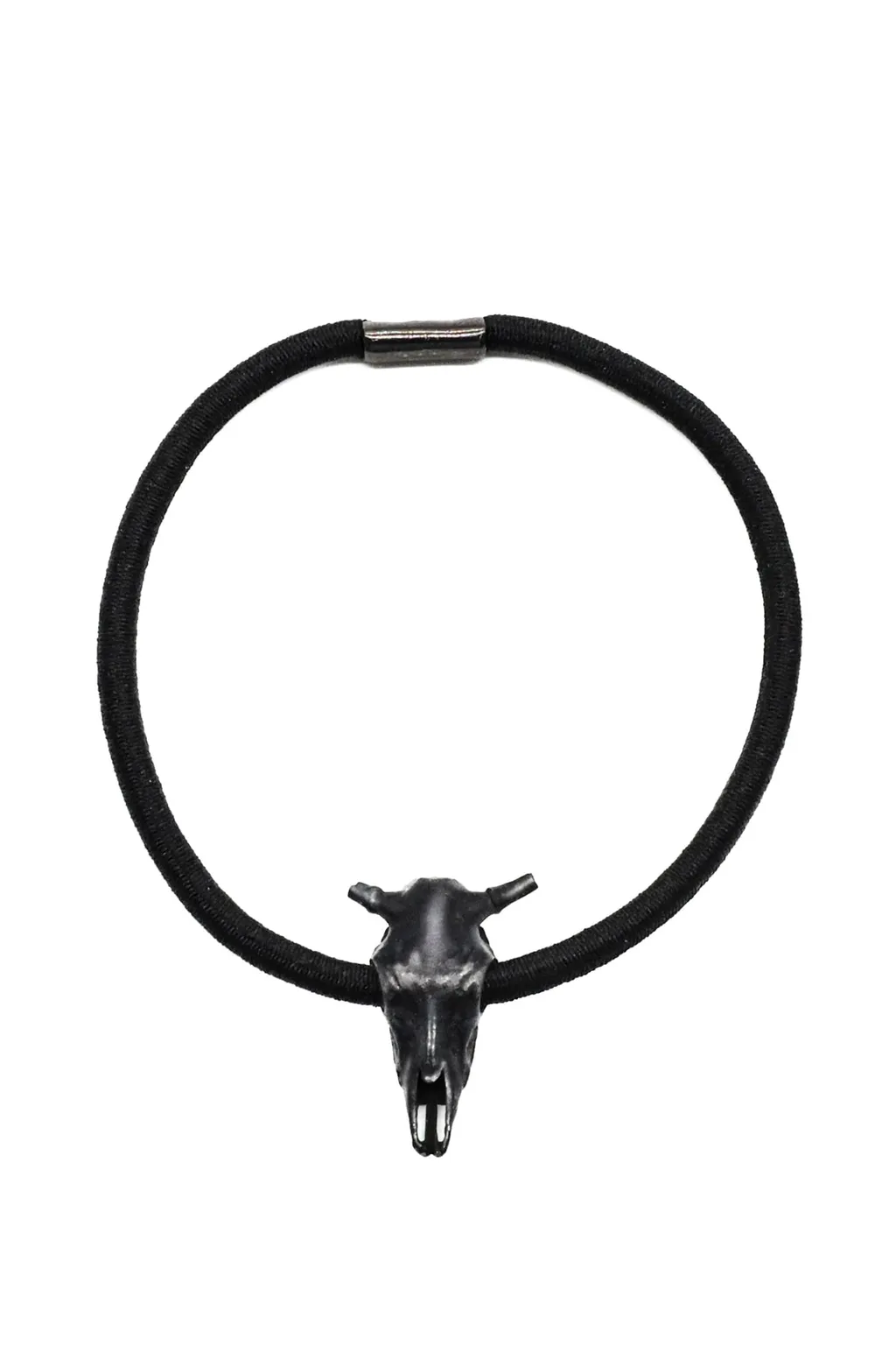 White Bronze Cow Skull Hair Tie
