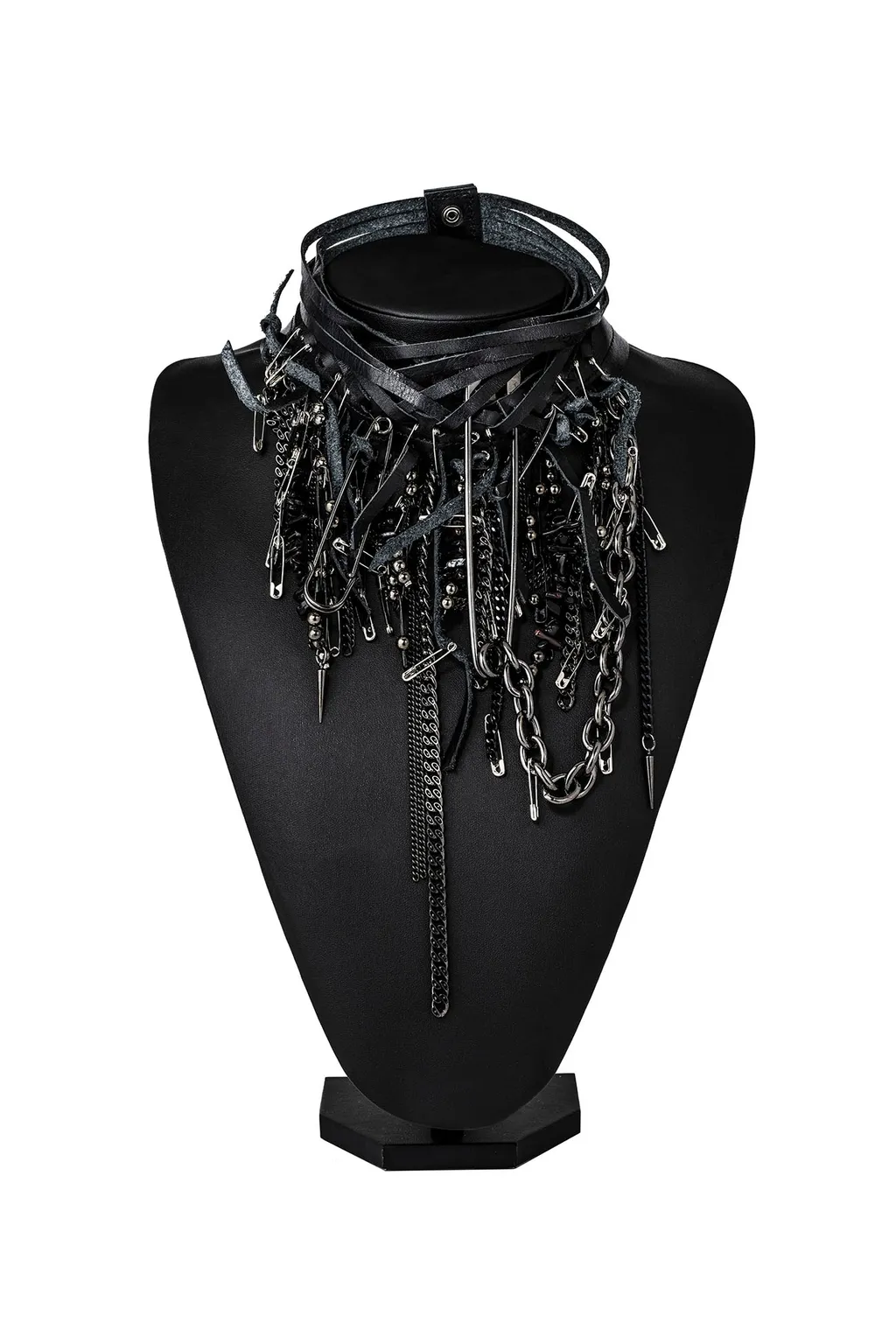 L/Brass/O/C Leather Chain Necklace