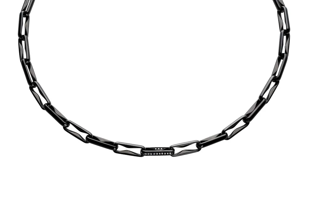 Sv/W.Dia Thorn Necklace Dia Blk