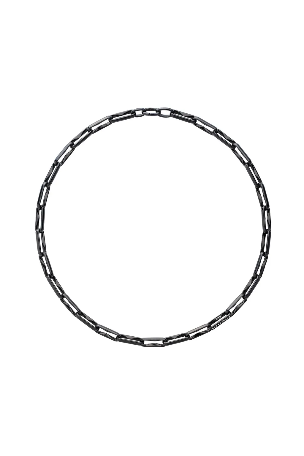 Sv/W.Dia Thorn Necklace Dia Blk