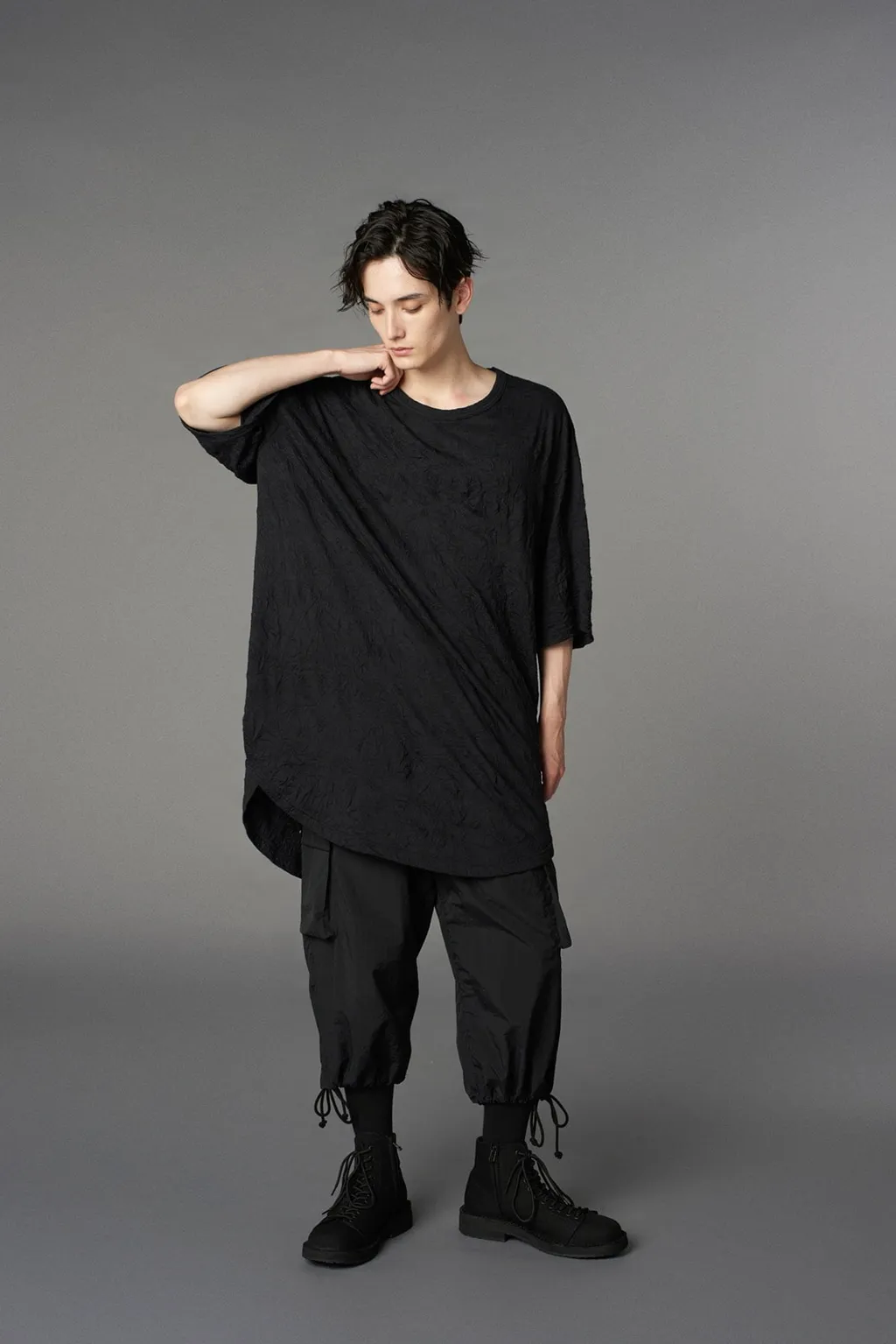 Catch Washer Hem Round Jumbo T-Shirt Short Sleeves