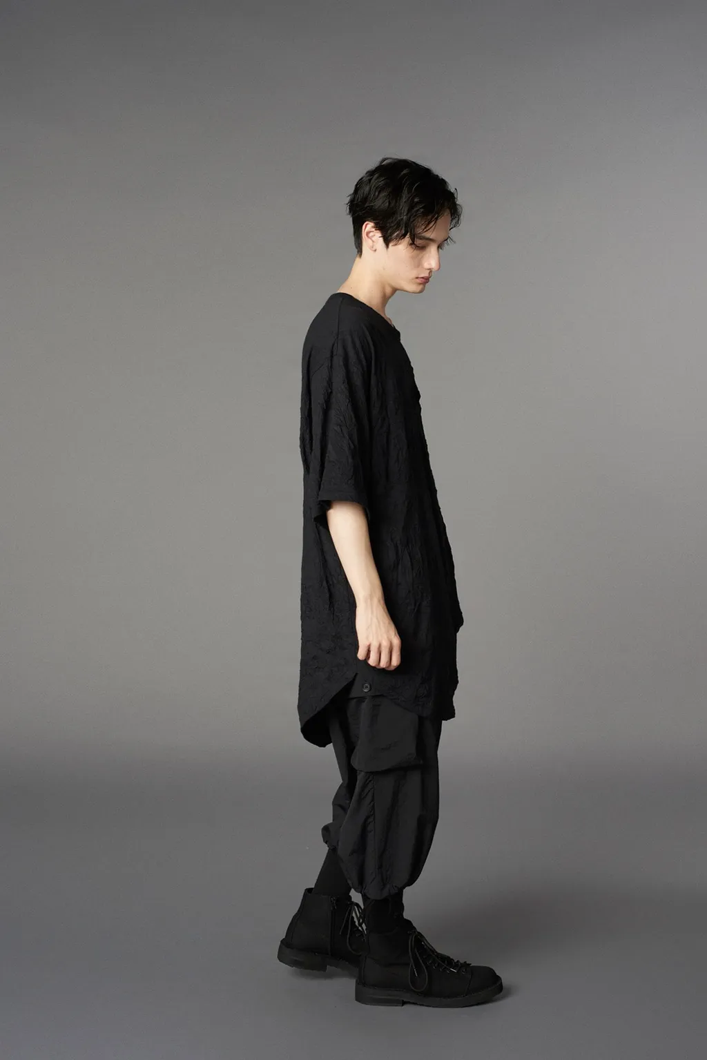 Catch Washer Hem Round Jumbo T-Shirt Short Sleeves