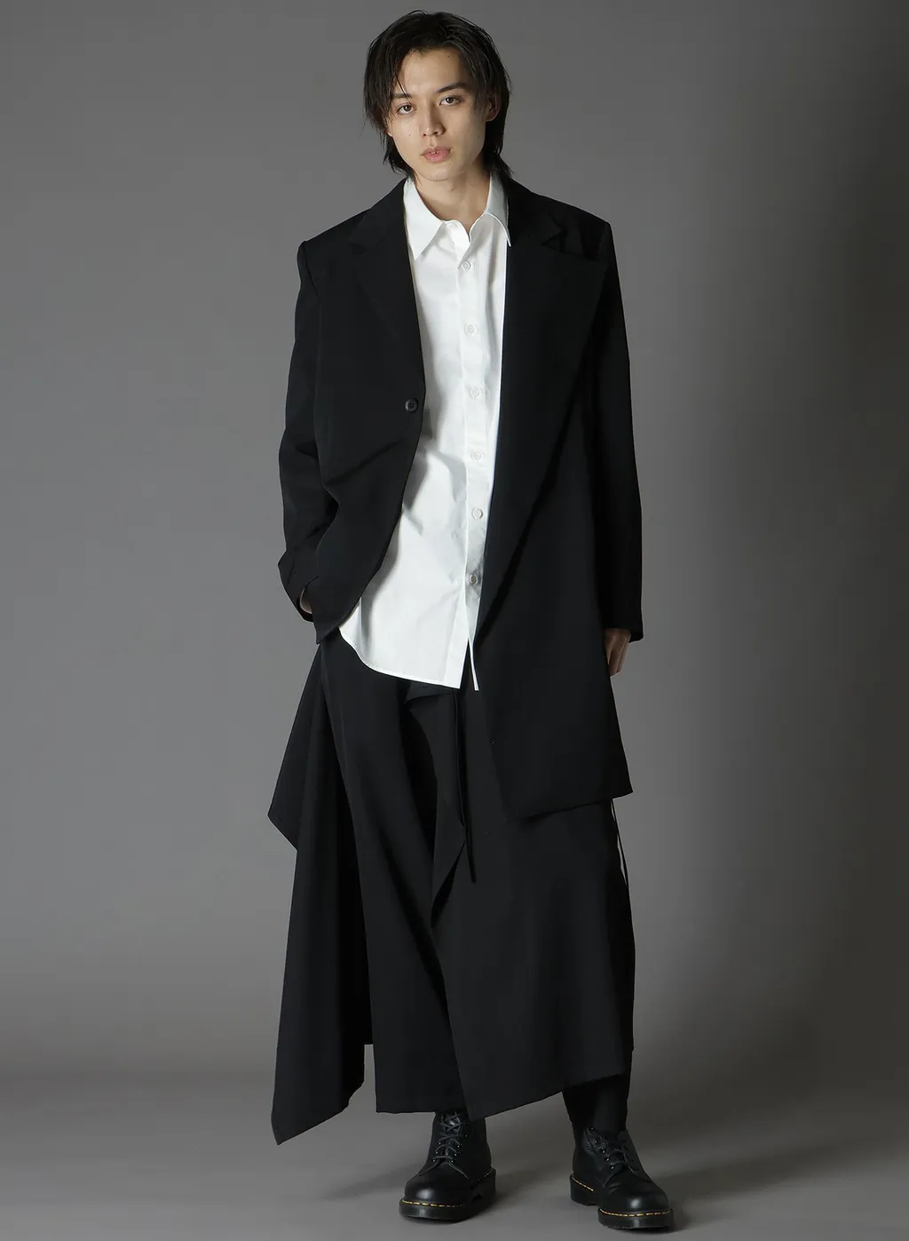 Wool Gabardine Bound Skirt Pants