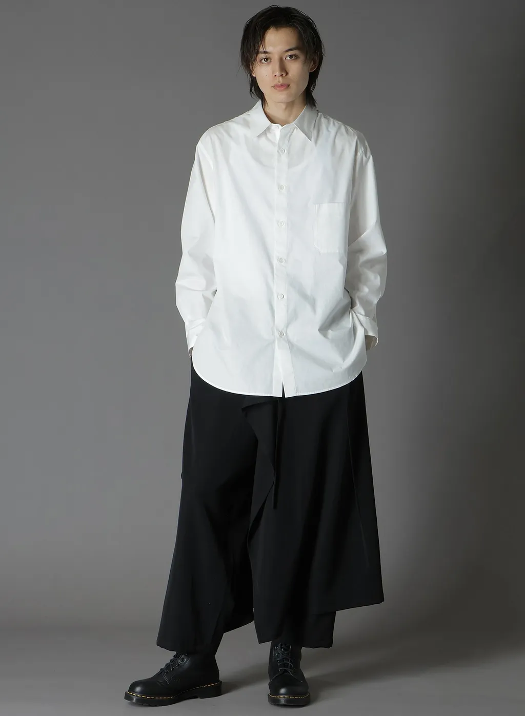 Wool Gabardine Bound Skirt Pants