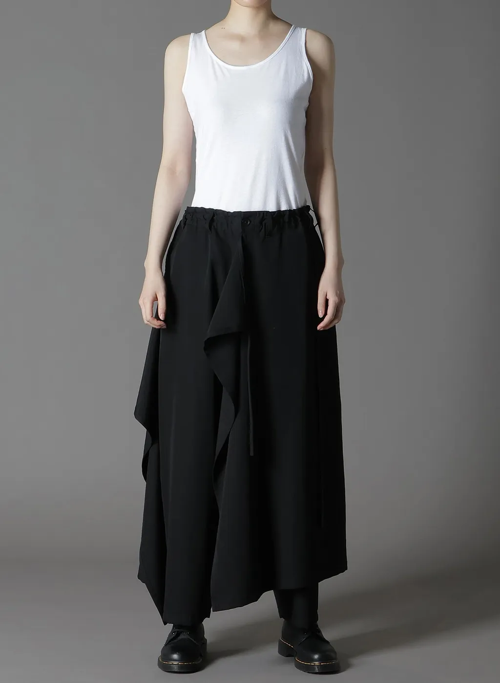 Wool Gabardine Bound Skirt Pants