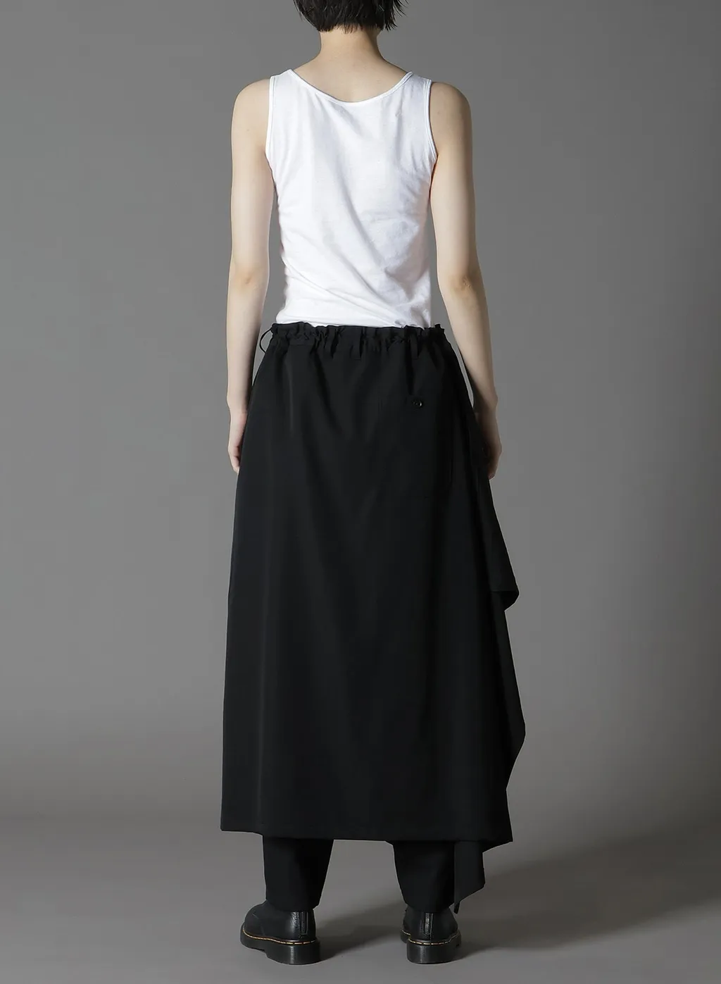 Wool Gabardine Bound Skirt Pants