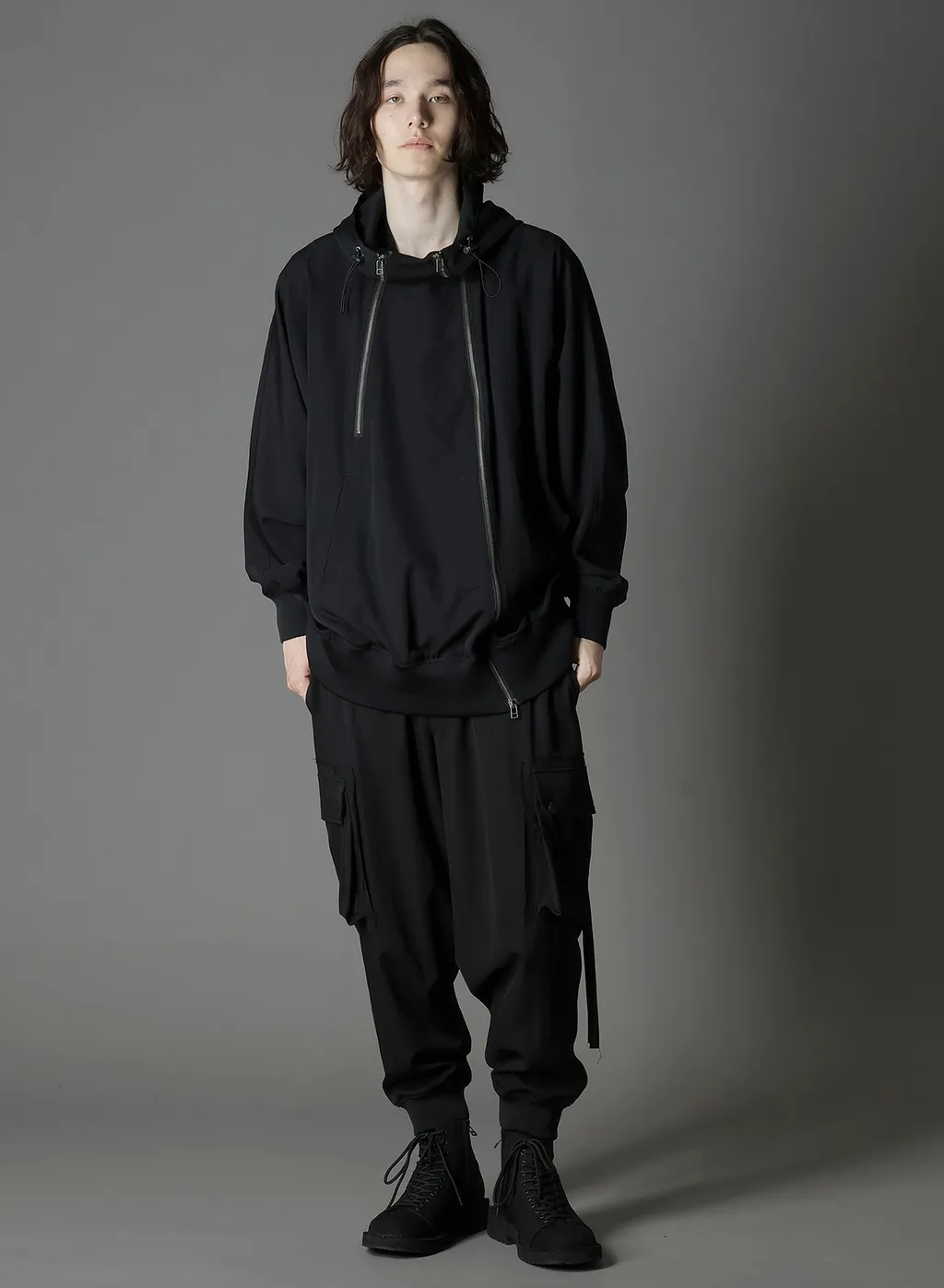 W/Gabardine Inverted V Hoodie Slim