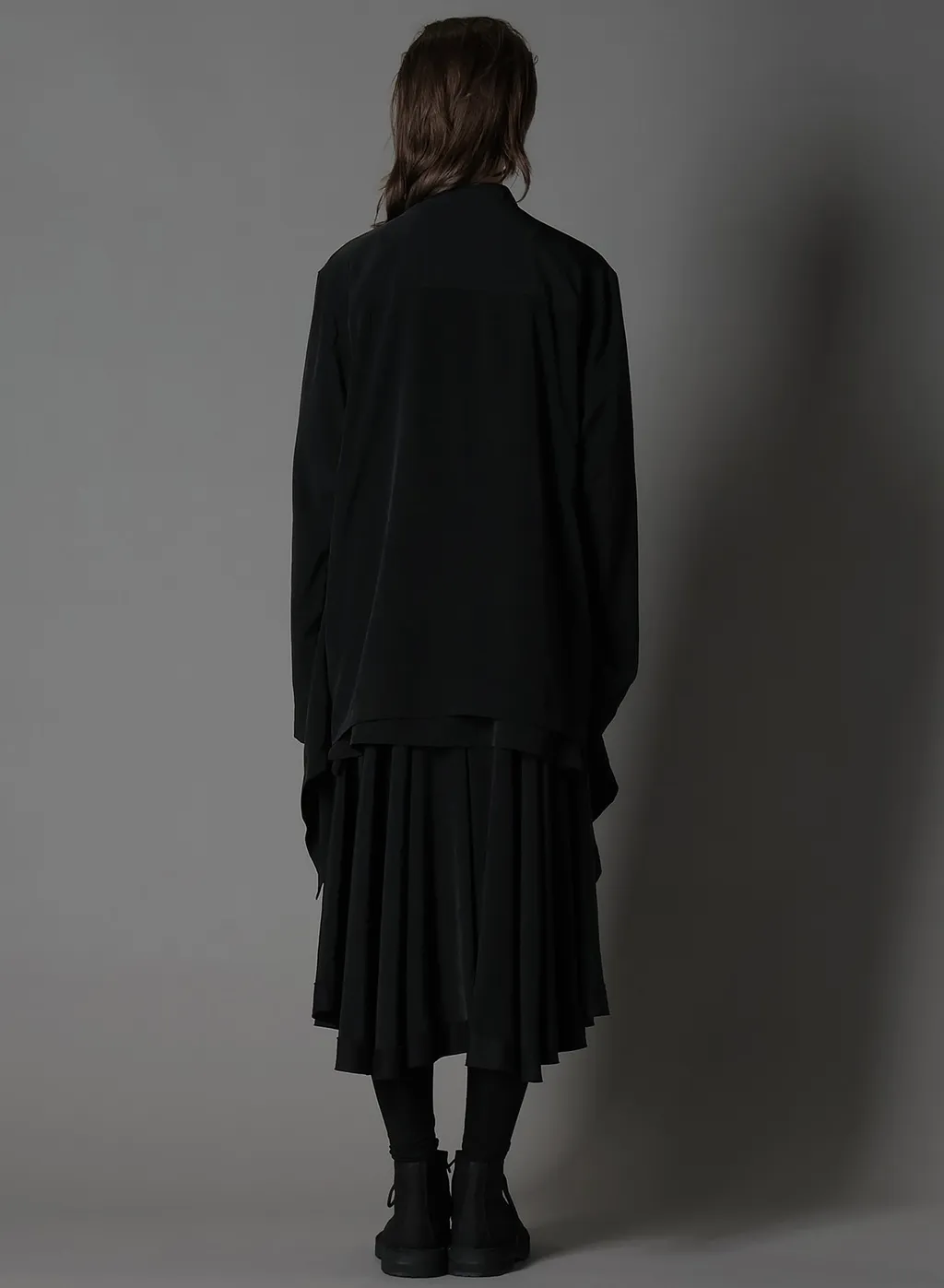 Silicon Jersey+ Crepe De Chine Front Double Flounce T-Shirt