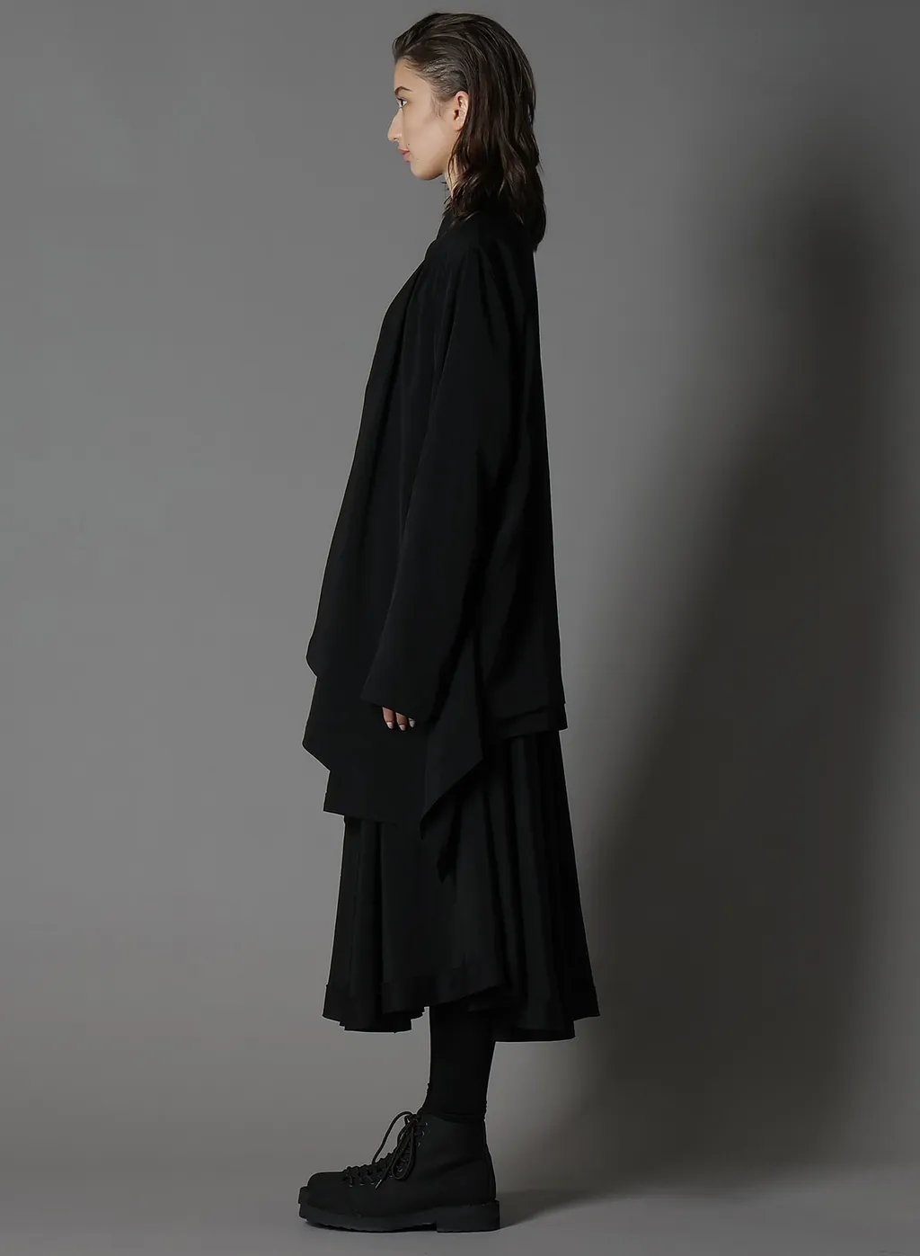 Silicon Jersey+ Crepe De Chine Front Double Flounce T-Shirt