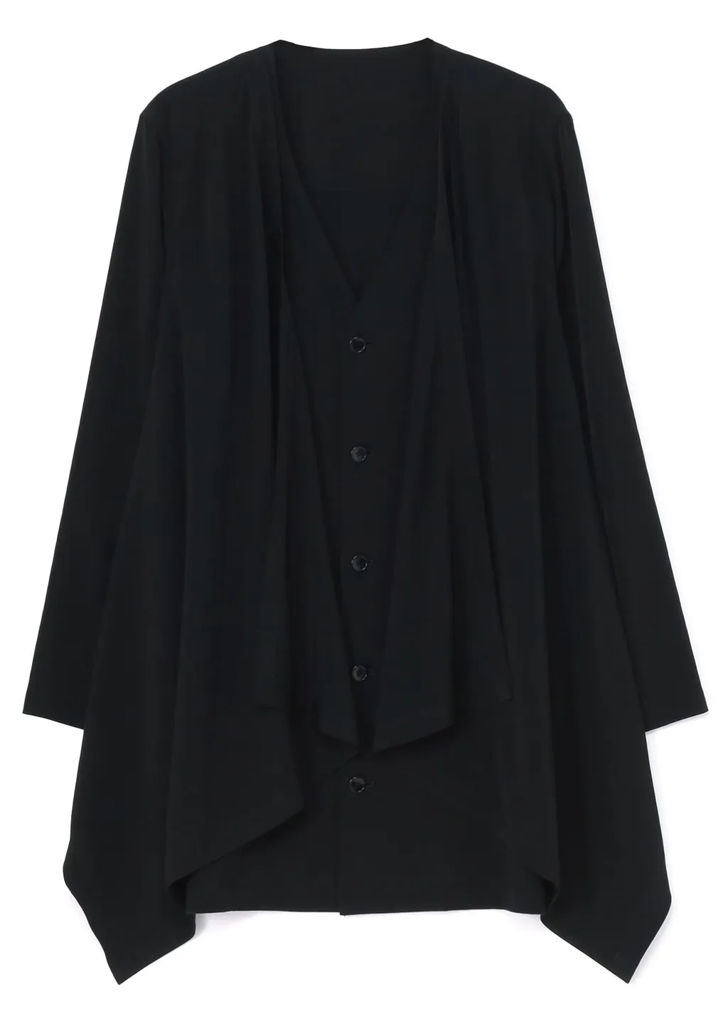 Silicon Jersey+ Crepe De Chine Front Double Flounce T-Shirt