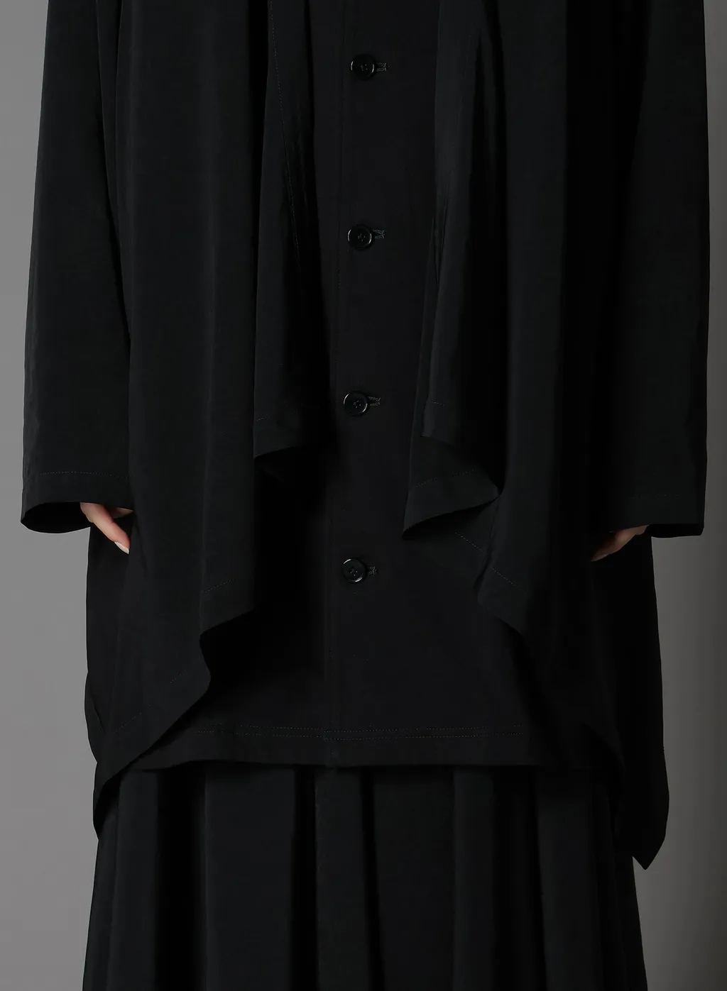 Silicon Jersey+ Crepe De Chine Front Double Flounce T-Shirt