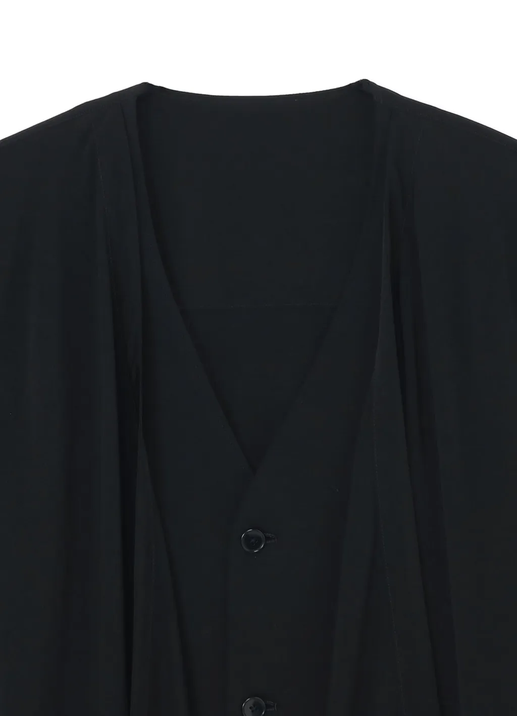 Silicon Jersey+ Crepe De Chine Front Double Flounce T-Shirt