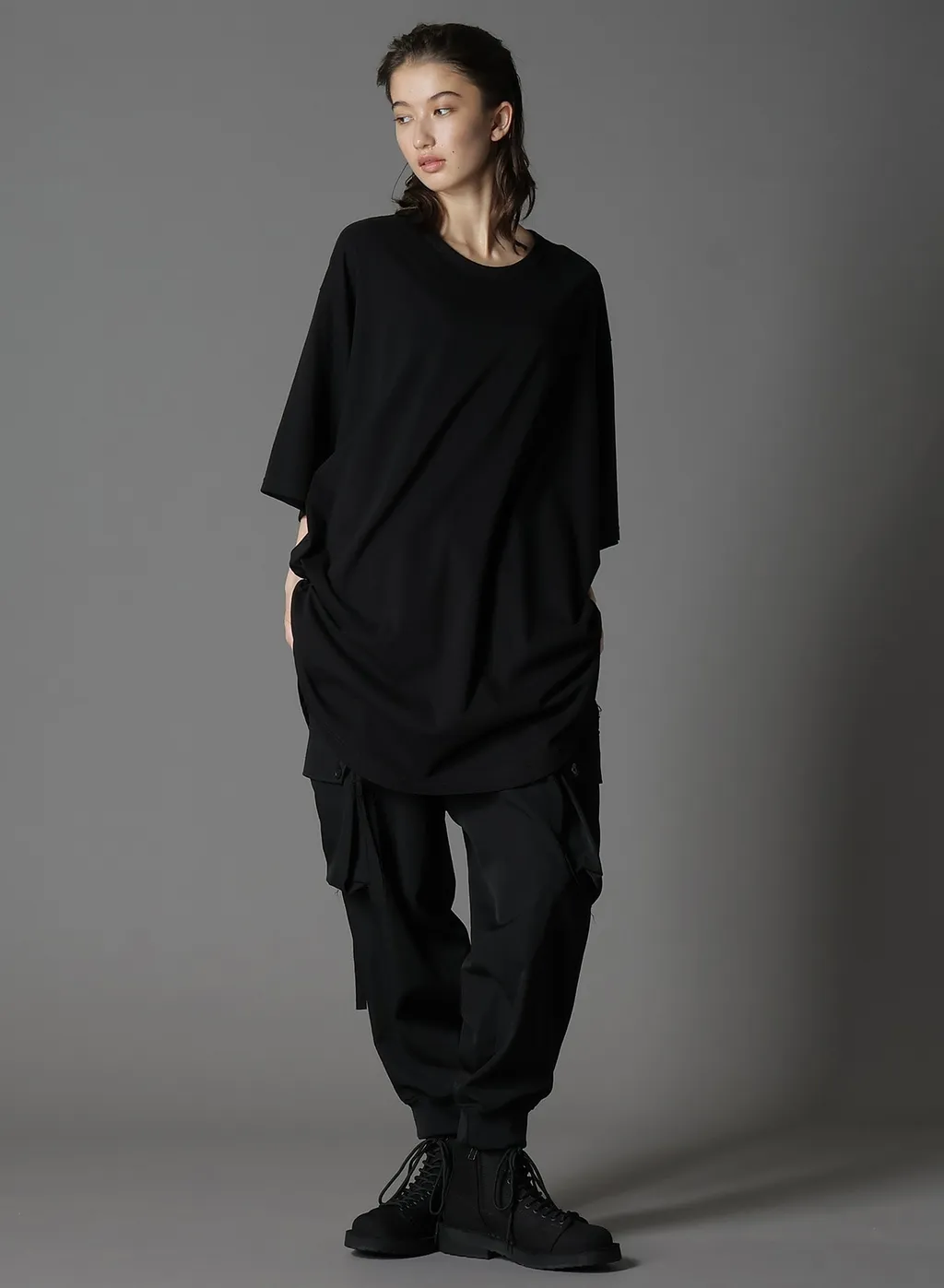 Cotton Jersey Hem Round Jumbo T-Shirt Short Sleeves