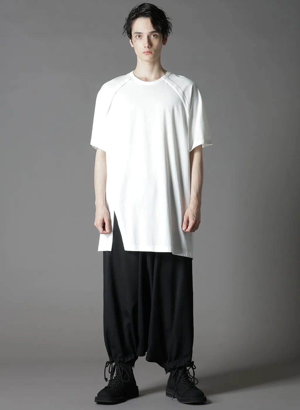 Cotton Jersey Front Raglan Slit T-Shirt Short Sleeves