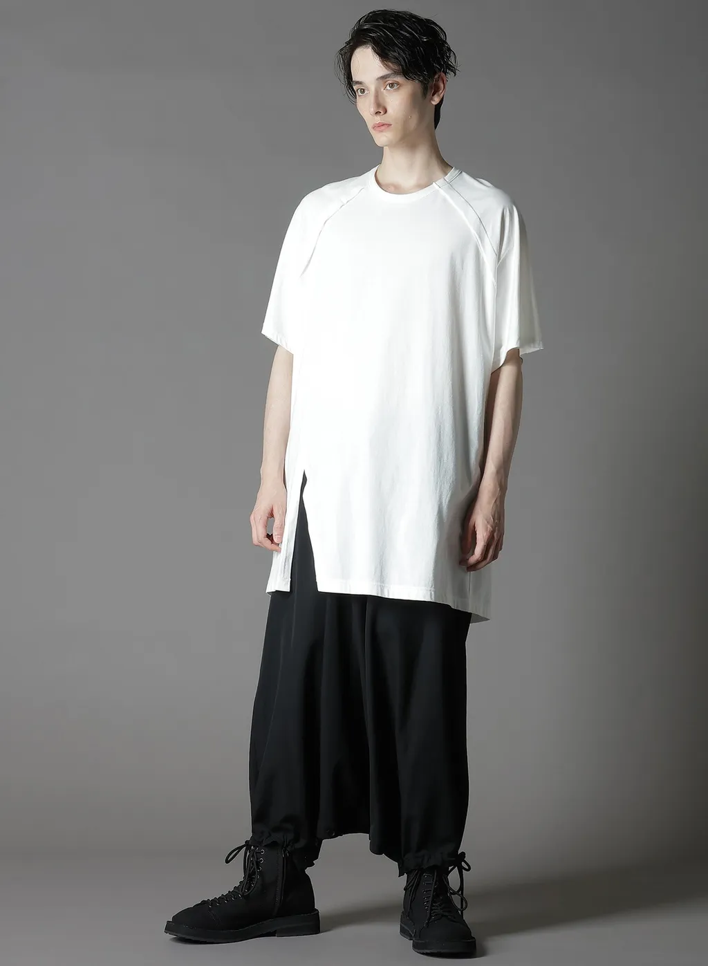 Cotton Jersey Front Raglan Slit T-Shirt Short Sleeves