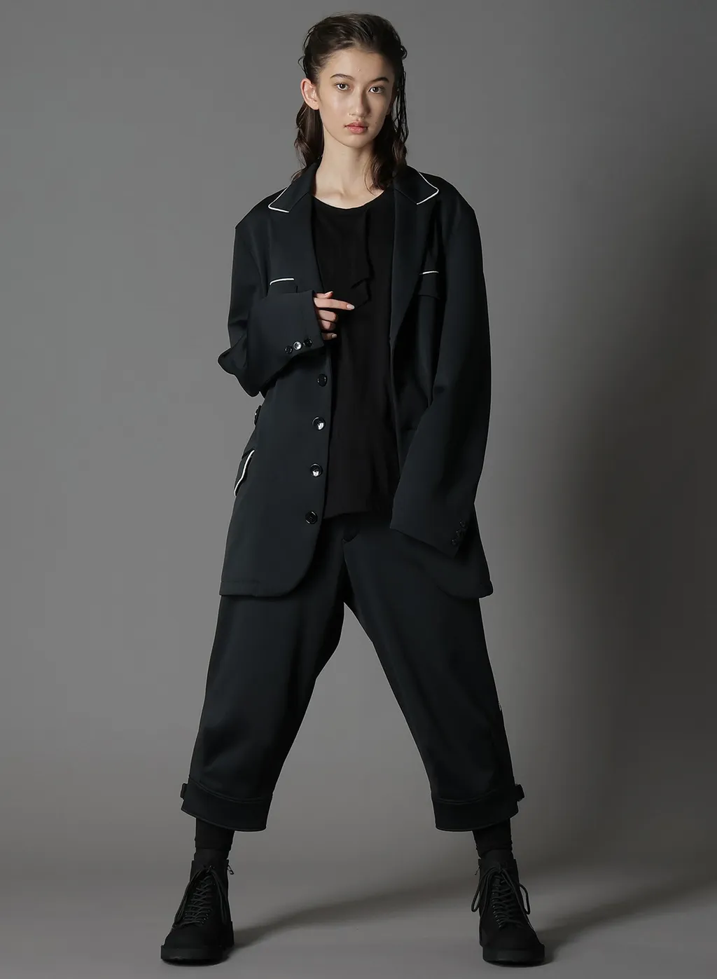 Polyester Smooth Hem Belt Pants