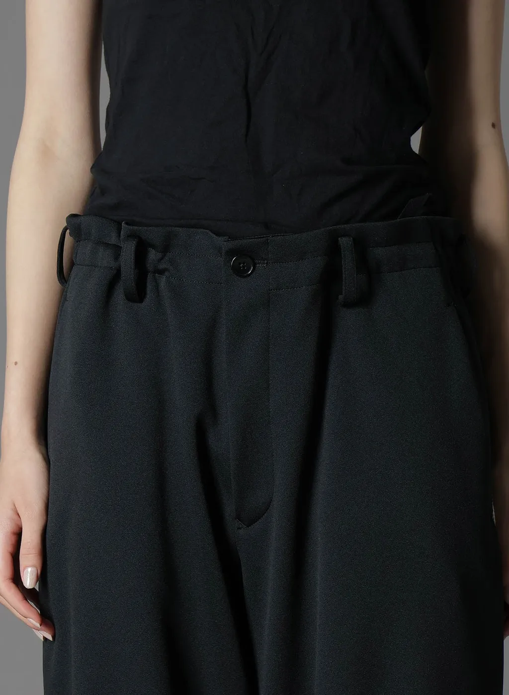 Polyester Smooth Hem Belt Pants