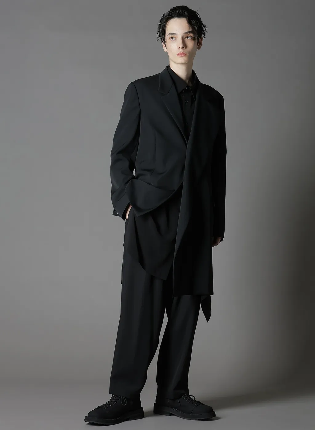Wool Gabardine Asymmetrical Jacket