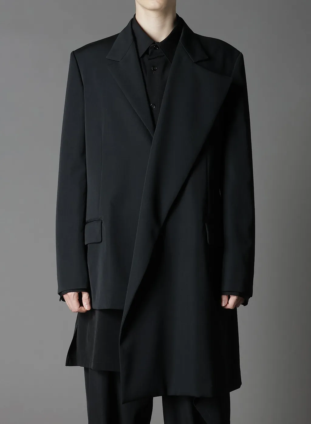Wool Gabardine Asymmetrical Jacket