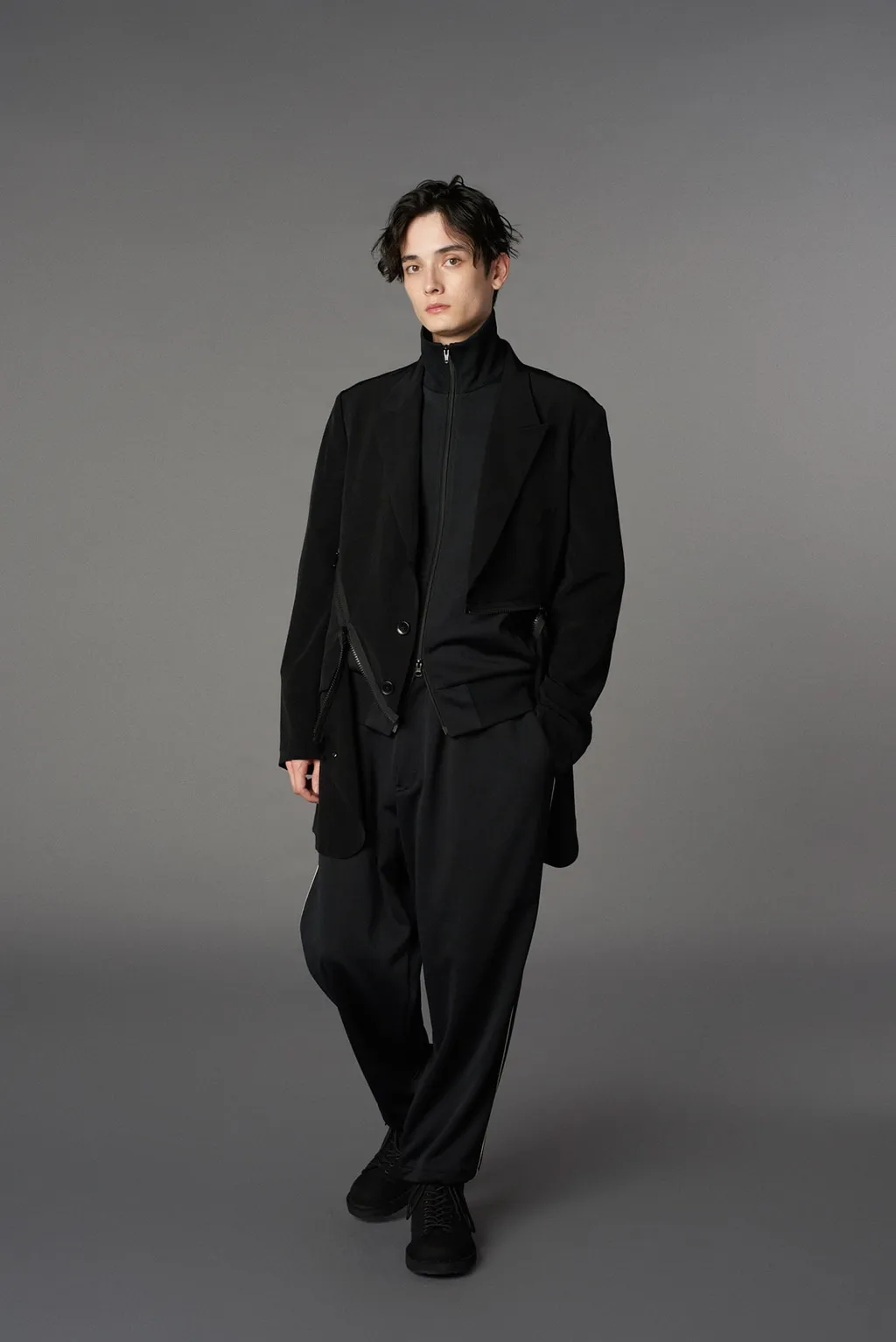 Polyester Smooth Piping Wide Pants
