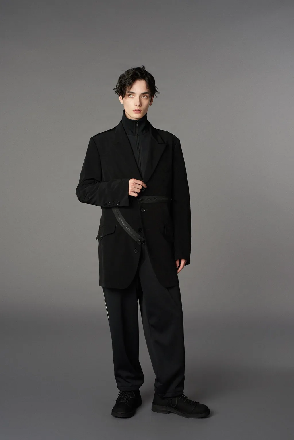 Polyester Smooth Piping Wide Pants