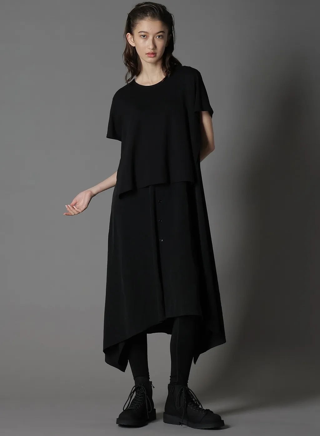 Silicon Jersey+ Crepe De Chine Docking T-Dress